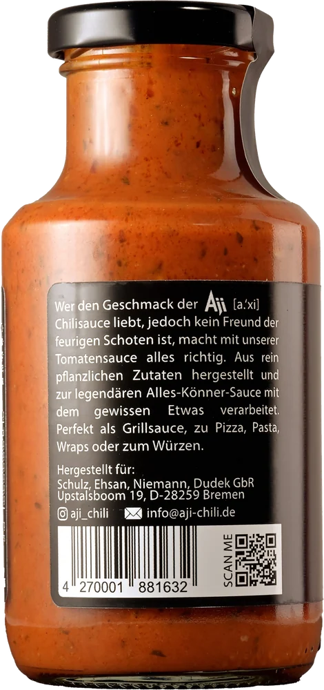 Tomato Sauce - Würzig (Savoury), Rückseite mit Zutaten und Nährwerten