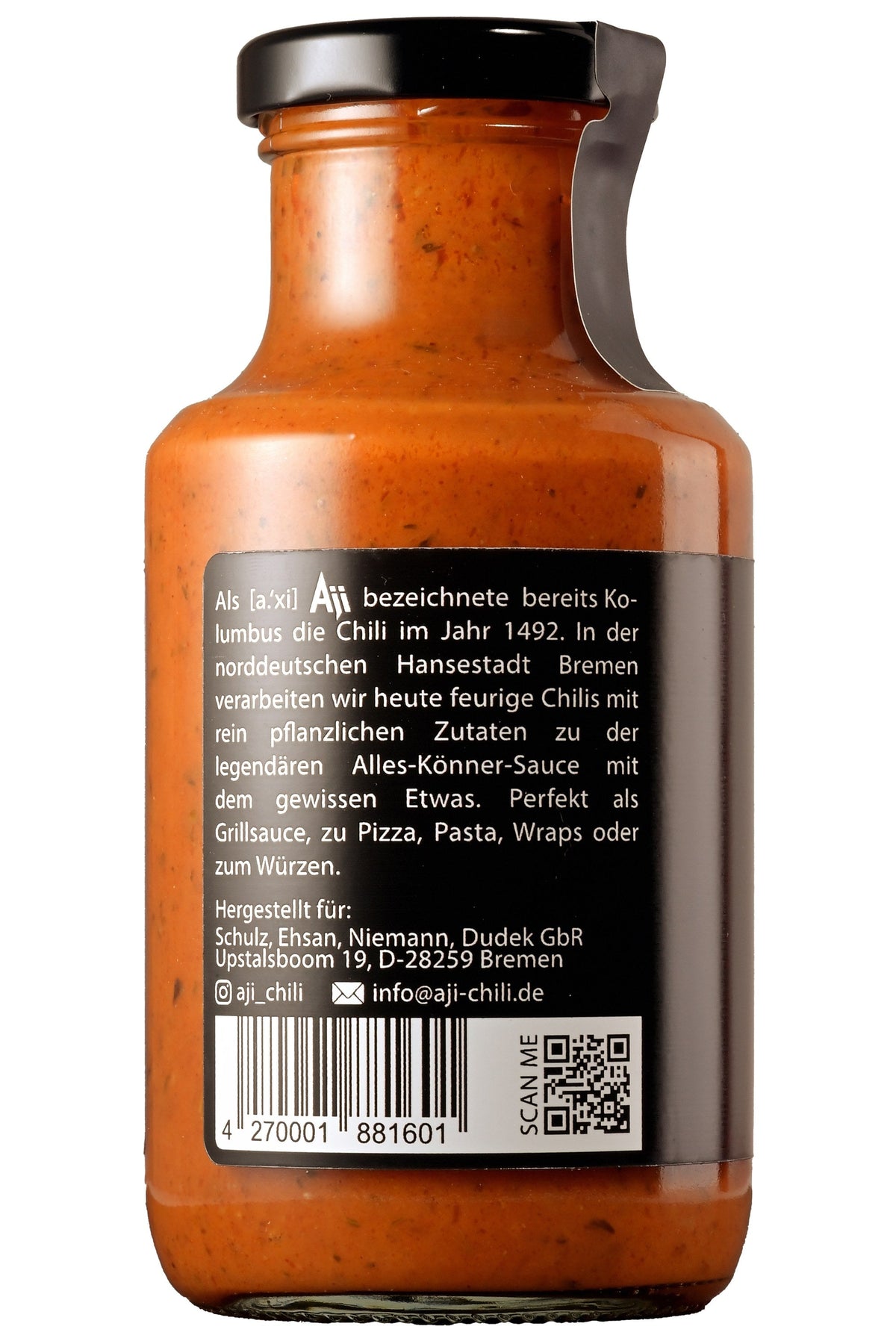 Aji Chilisauce Pikant 250 ml – Rückseite